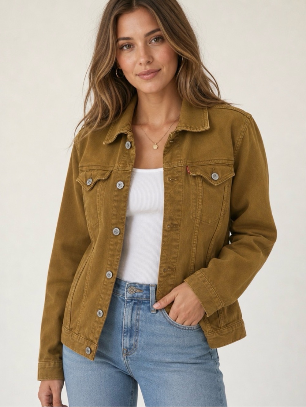 Levi's Vintage Women's Mustard/Gold Trucker Jacket, red tab, sz Med